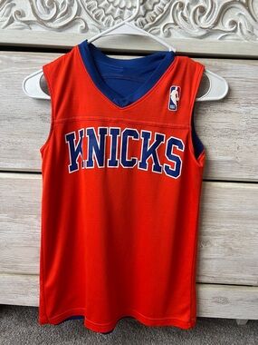 NBA Knicks Orange Youth Basketball Jersey with Blue Trim